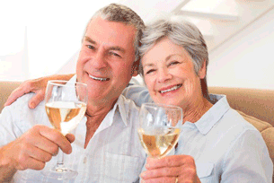 Two people drinking wine